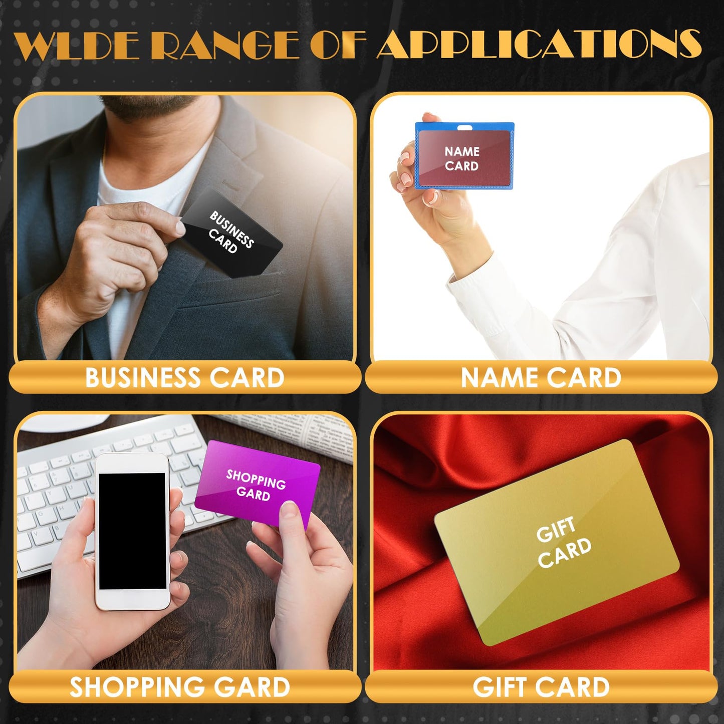 weparmeety 100 Pcs Metal Engraving Blanks Colorful Aluminum Sheet Laser Engraving Business Card Multipurpose DIY Gift Cards 86 x 54 x 0.45mm（10 Colors)