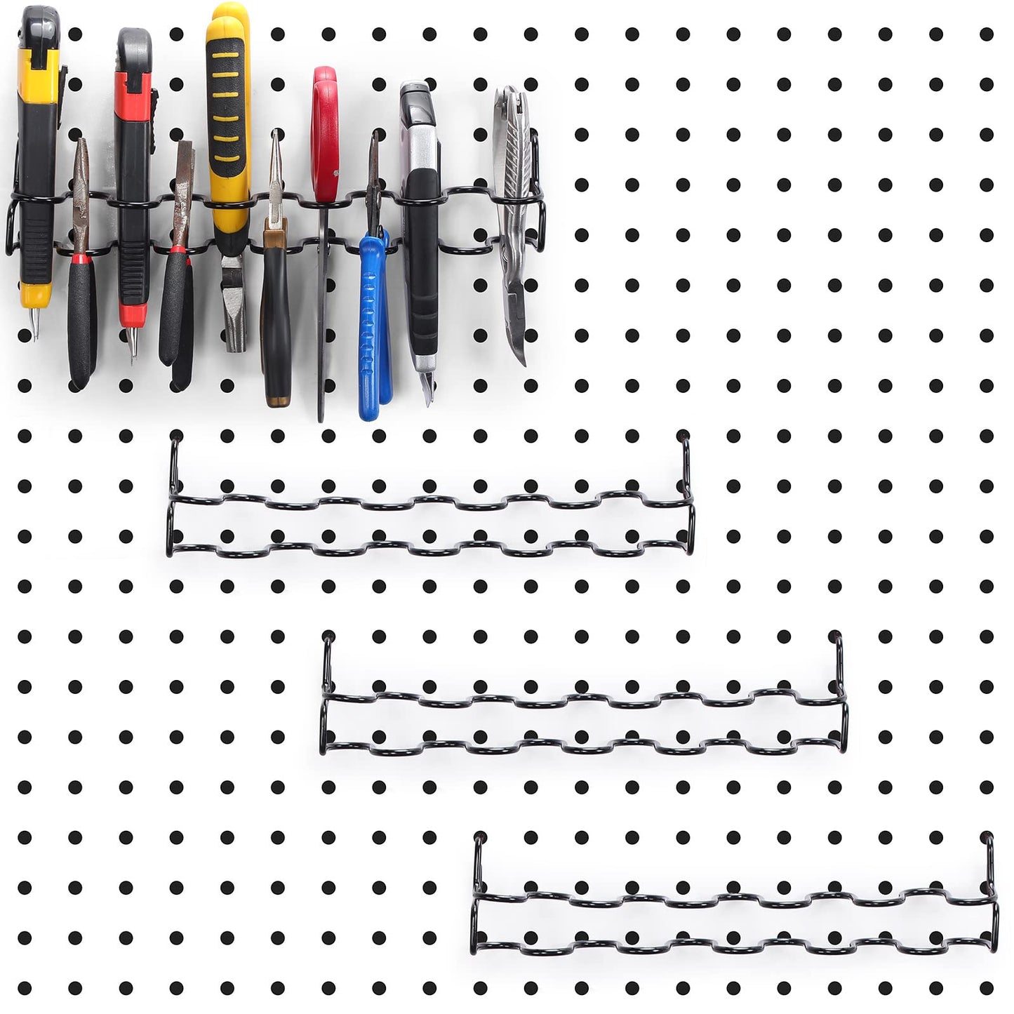 Hanaive 4 Pieces Pegboard Pliers Holder, Holds 11 Plier Per Rack, Steel Pegboard Hooks Pliers Peg Board Organizer Accessories Organizer for Workbench Garage Tool Shed Craft Room(Black)