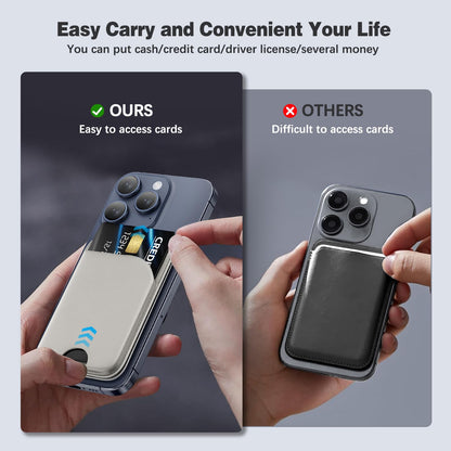 Mag-Safe Wallet Magnetic Wallet for Phone Lightweight Magnetic Phone Pouch Stand Adjustable Leather Mag-Safe Card Holder for iPhone 17/16/15/14/13/12 Series, Not for iPhone 13/12 Mini (Black)