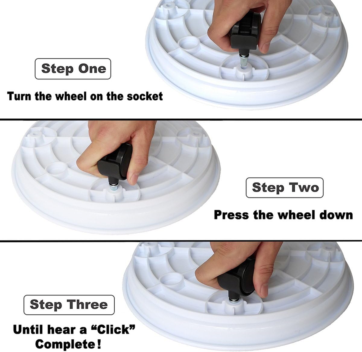 Rolling Plant Caddy with Wheels - White Flower Pot Dolly