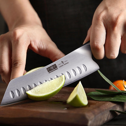 HOSHANHO 7 Inch Japanese Chef Knife, Ultra Sharp High Carbon Stainless Steel Kitchen Knife, Professional Santoku Knives with Ergonomic Pakkawood Handle