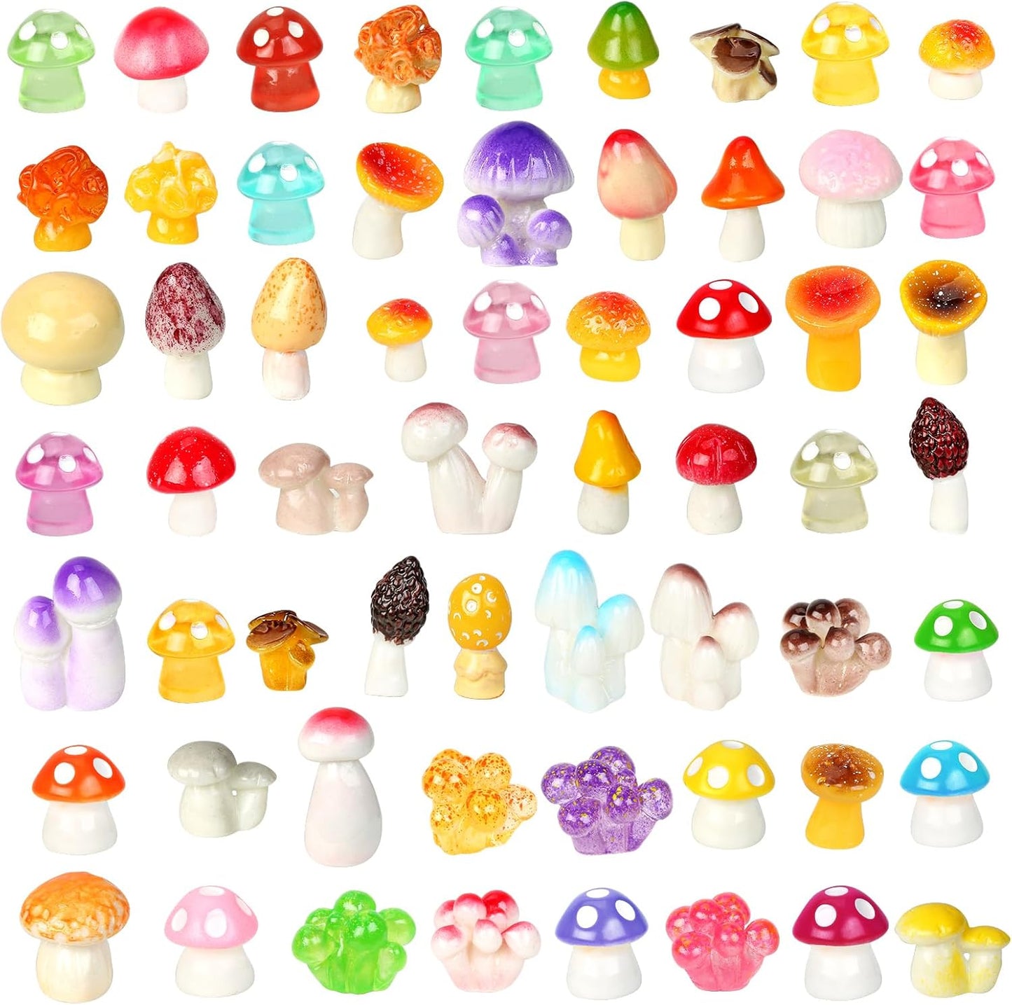 WEIZEW 200pcs Mini Mushrooms Tiny Resin Mushrooms Miniature Little Small Mushroom Figures Bulk for for Micro Fairy
