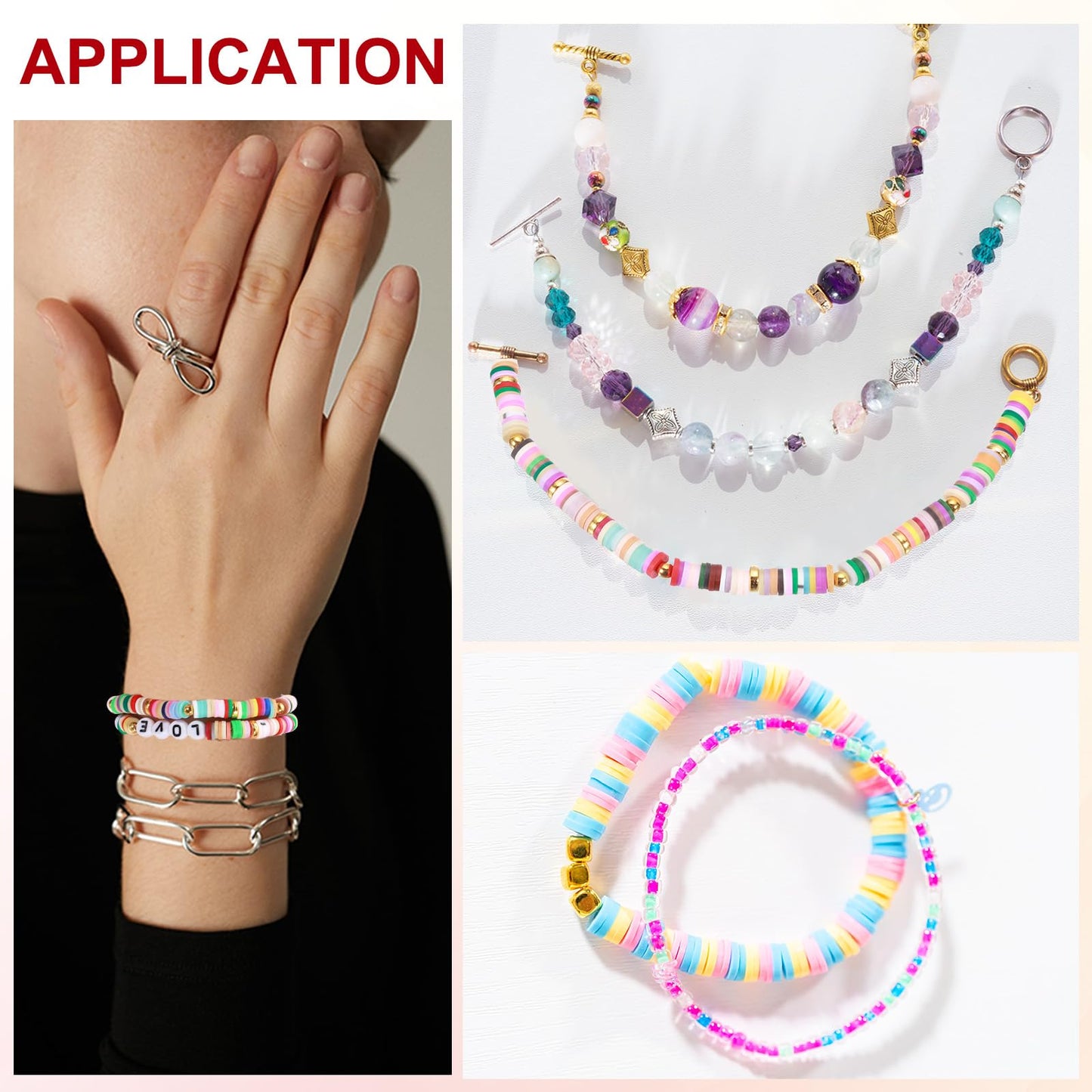 MECCANIXITY 4900 PCS 10 Strands Polymer Clay Beads Bracelet Making Kit for Jewelry Making, with Flat & Round Heishi Gold Spacers Beads for DIY Bracelets Necklace Jewelry, 6mm Morandi Colors