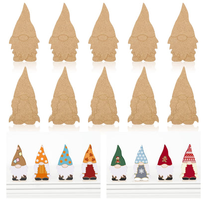 Whaline 10Pcs Tiered Tray Decor Unfinished Gnome Wooden Cutouts with Line Boy & Girl Gnome Table Wooden Signs DIY Freestanding Craft for Home Kitchen Office Classroom Decor DIY Art Craft