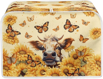 Sunflower Butterfly Printed Toaster Cover, Anti-Dust and Fingerprint, Decorative Kitchen Small Appliance Cover