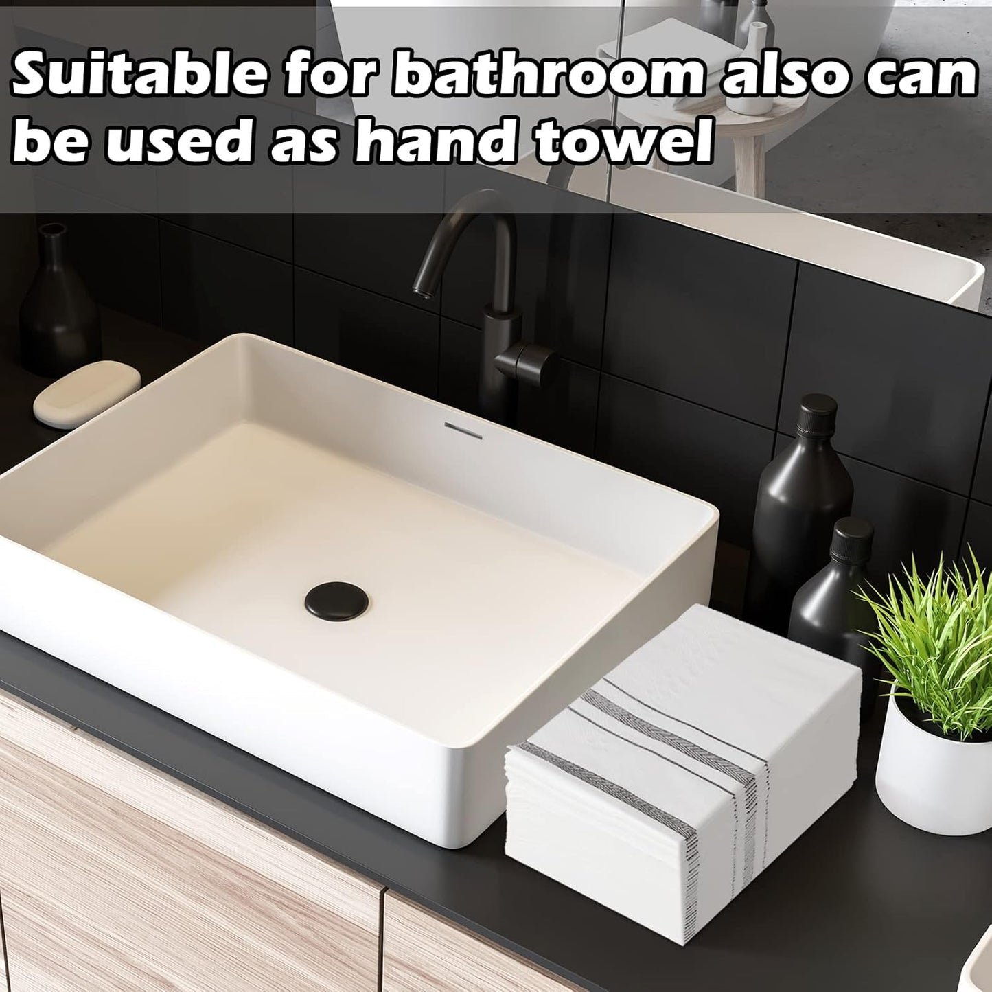 200 Pack 16" 16" Teling Disposable Hand Towels for Bathroom, Soft and Absorbent Paper Guest Towel Cloth Like Silver