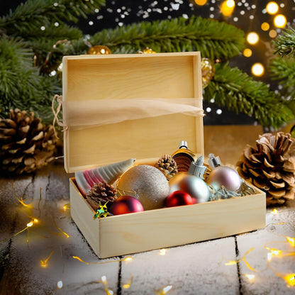 Bright Creations Unfinished Wooden Storage Box - 9 x 12 x 3.3 In, Paulownia Wood, Hinged Lid - Jewelry Box & Craft Storage - Paintable Chest for DIY Projects