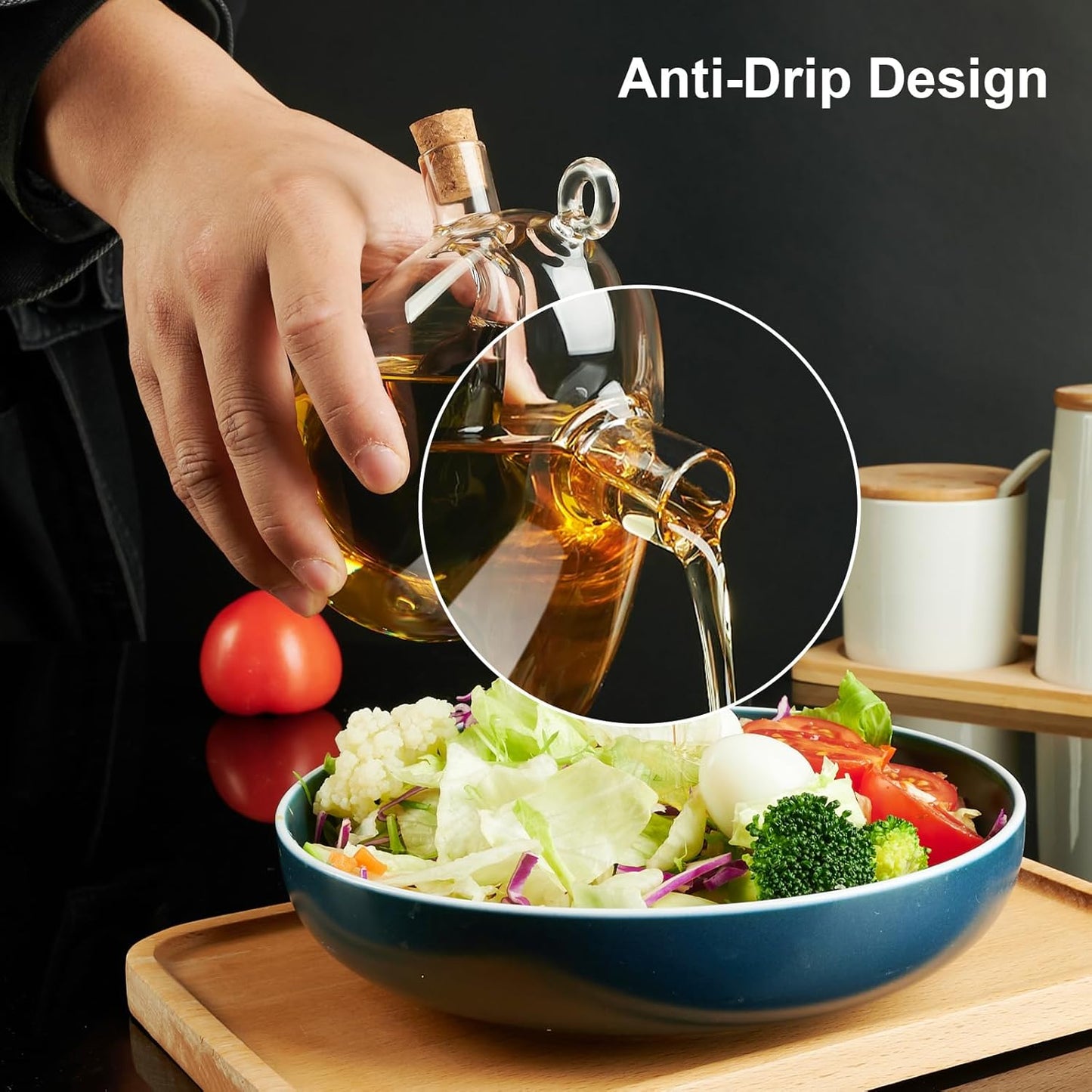 2 1, 12OZ PARACITY Oil and Vinegar Dispenser Bottle in Olive Oil Dispenser Bottle for Kitchen with Cork Stoppers