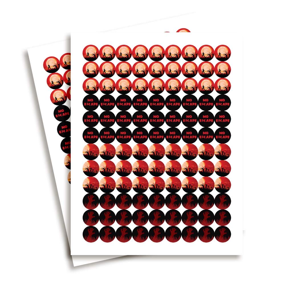 Zombie Attack Spooky Blood Red Moon Halloween Party Kiss Sticker Labels, 300 Party Circle Sticker sized 0.75* * for Chocolate Drop Kisses by AmandaCreation, Great for Party Favors, Envelope Seals &