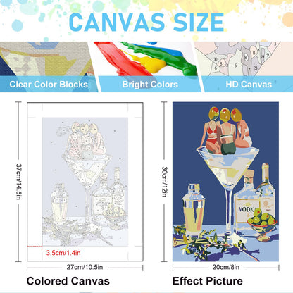 6 Pack Paint by Numbers Kit for Adults Beginners - 8x12 Inch Cocktail Adult Paint by Number Kits on Canvas, Cocktail DIY Acrylic Oil Number Painting Kits for Adults, Perfect for Gift Home Decor