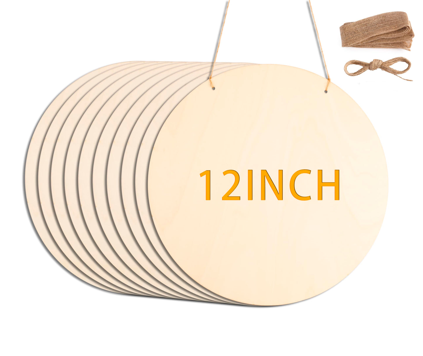 KOOCHOICE 10Pcs 12 Inch Wood Circles for Crafts, Unfinished Wood Rounds, DIY Wooden Projects, Wood Burning, Painting, Valentines Day Decor DIY Crafts Gifts
