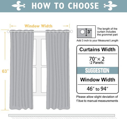 ChrisDowa Blackout Curtains - Extra Wide Thermal Insulated Grommet Panels for Bedroom | Stone Blue, 70 x 63 Inch