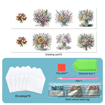 JZHYOAN 6Pcs Sunflower Diamond Art Card with Envelopes DIY Diamond Painting Cards Crystal Arts Craft Gem Art Gem Painting Mosaic Kit for Adults Birthday Greeting Cards for Holidays Celebrations