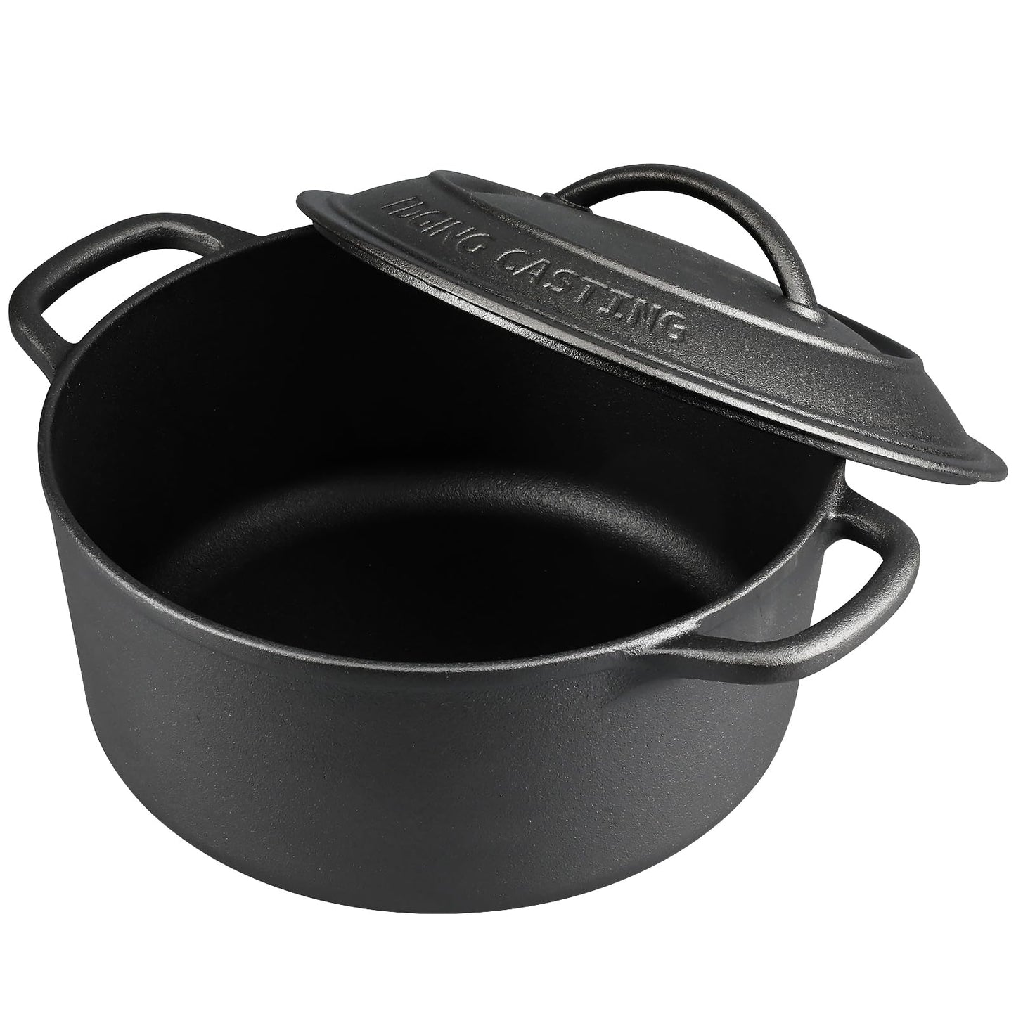 EDGING CASTING Pre-Seasoned Cast Iron Dutch Oven Pot with Lid Dual Handle, Sourdough Bread Baking Pots, Bread Oven, Camping, Grill, Induction, Electric, Round 7 Quart, Black