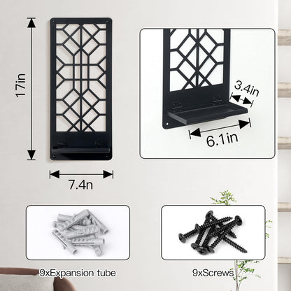 Zzbakress 2 Pcs Black Metal Wall Art Bathroom Decor Candle Holder Wall Art Retro Line Wall Decor Living Room Minimalist Metal Wall-Mount Candle Sconces for Dining Room Bedroom Kitchen (Black-Retro)