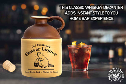 XXX Glass Moonshine Jug (750ml) - Traditional Old Style, Engraved Glass Liquor Whiskey Decanter Bottle w/Natural Cork Stopper and Finger Ring - Moonshine Gifts for Men (B271)