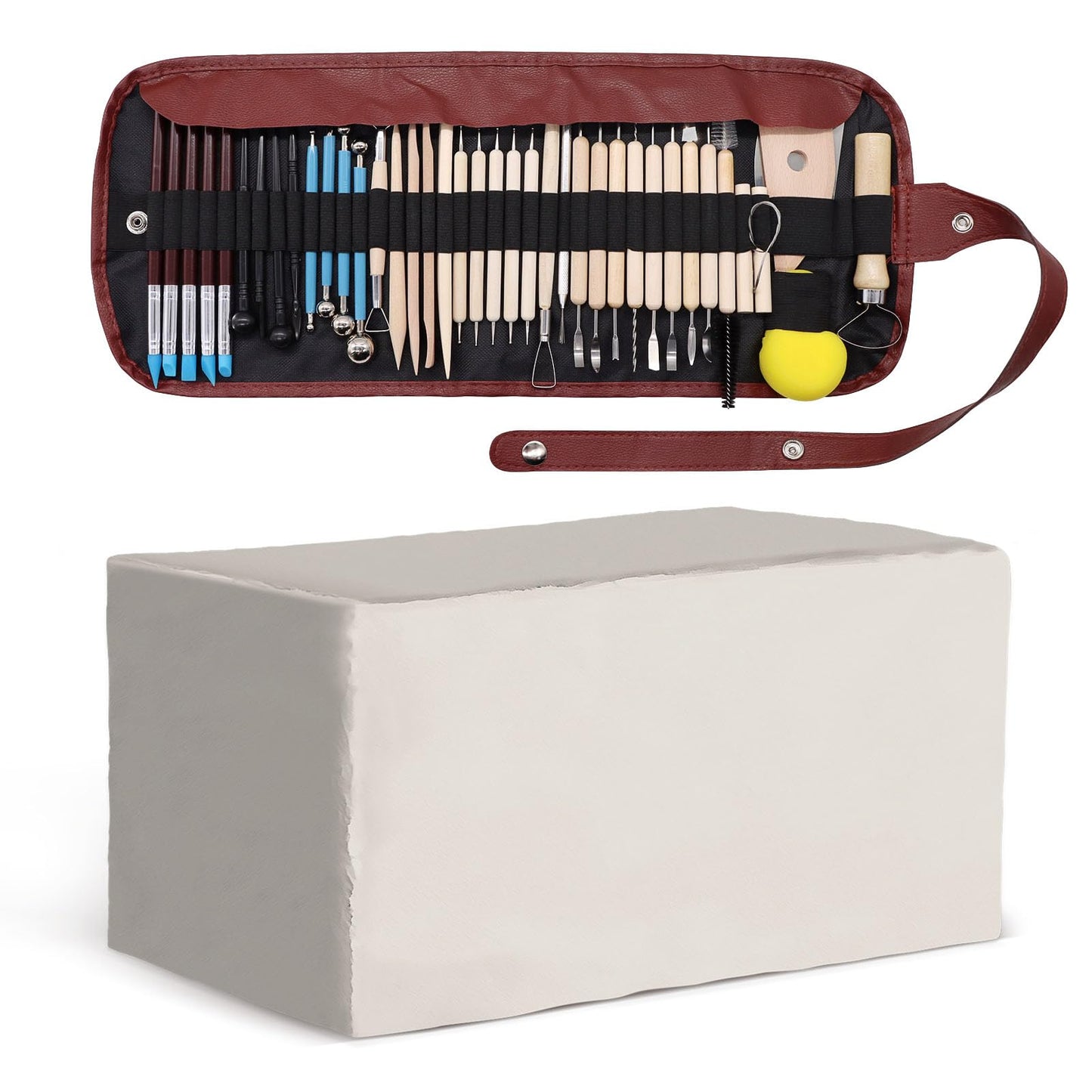 10LBs Natural Air Dry Clay Bulk, VIBRATITE All-Purpose Modeling Sculpting Pottery Clay with 40Pcs Pottery Tools Kit for Beginners and Professional (White)