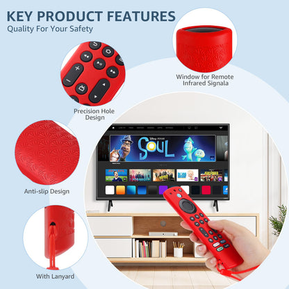 OneBom (2pcs) Silicone Remote Cover for Firetv 4K Max (2nd)/ Insignia/Pioneer/Omni (QLED) Series Alexa Voice Remote Enhanced w, Anti-Slip Protective Case with Same Color Lanyard(Glow Purple&Glow Blue)