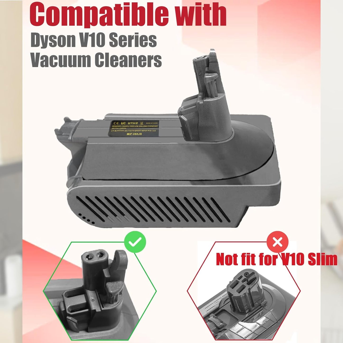 V10 Adapter for Milwaukee to Dyson V10, Battery Converter for Milwaukee M18 18V to Dyson Cyclone V10 Vacuum Cleaner