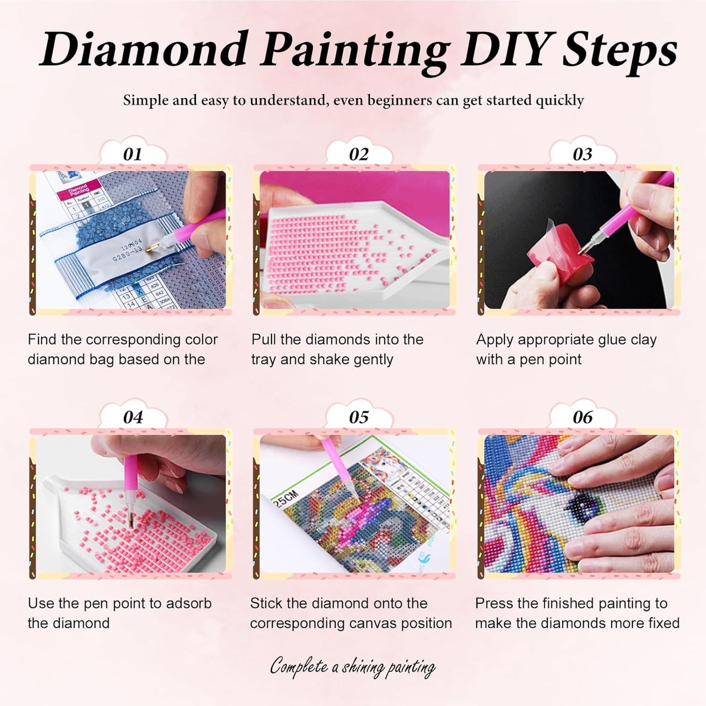 EIBEILI Diamond Art Kits for Adults - 3 Pack Magic Castle 5D Diamond Painting Kits for Beginner,DIY Magic Hat Gem Art Full Drill Diamond Dots Crystal Craft Kits for Home Wall Decor Gifts 12x16inch