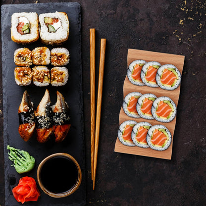 Kichvoe Wooden Sushi Stand Sushi Rack with 3 Slots V Shaped Holder for Serving Rolls on Kitchen Counter and Dining Table 5.11X2.87X1.69 Inches