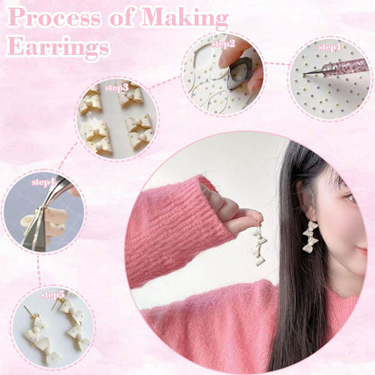 Fesorsi 772 Pcs Clay Earring Making Kit, 39 Polymer Clay Molds Stainless Steel, Polymer Clay Tools with 8 Circle Cutters, 1 Clay Letter Stamps and 710 Pcs Earring Accessories for DIY Jewelry