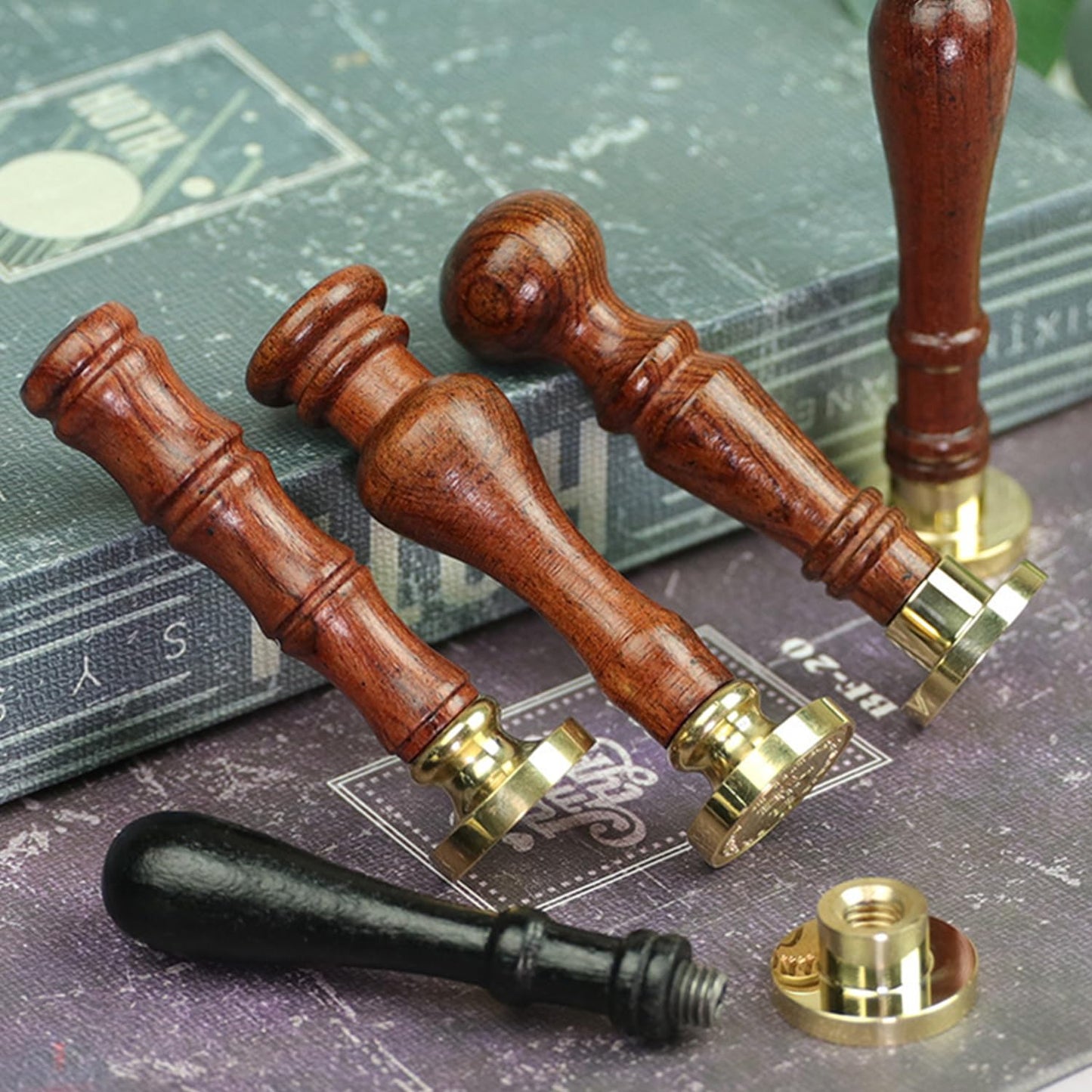 Frame Wax Seal Stamp, WASOHLING Great Details 3D Embossed Relief Carving Head and Wood Handle for Wax Seal Stamp Kit, Decor for Envelope Letter Wedding Invitation (F08)