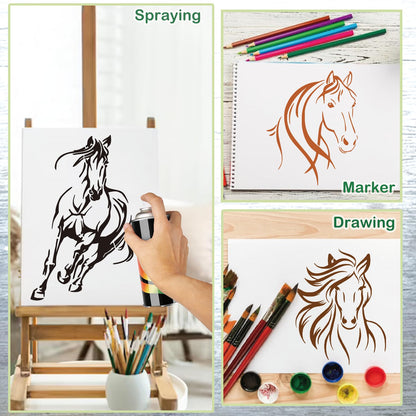 YHSLMH Reusable Horse Stencils - Large Horse Templates for Painting on Wood, Fabric, Canvas & Furniture (10 Designs)