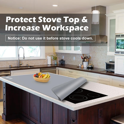 Silicone Mat for Kitchen Countertop, 47.2x23.6in Heat Resistant Kitchen Island Protector Mat, Extra Large Non-Slip Thickened Quartz Counter Heat Protector, Waterproof & Multipurpose