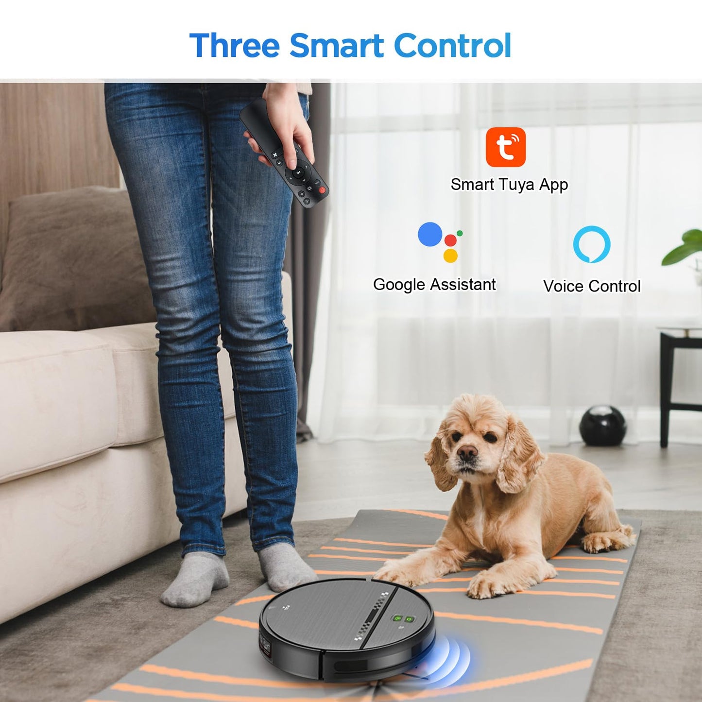 Robot Vacuum and Mop Combo, 2-in-1 Robot Vacuum Cleaner, Perfect for Pet Hair, Hard Floor and Carpet, Anti-Bump, Anti-Fall, App, Voice and Remote Control