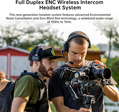 Hollyland Solidcom C1 Pro Wireless Intercom Headset System ENC Noise Cancellation Full Duplex 4-Person 1100ft Team Communication with PTT Mute Single Ear Headset for Church Drone TV Film Production