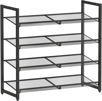 Metal Shoe Rack - 4-Tier Adjustable Organizer for Closet & Entryway | Holds Up to 20 Pairs - Black