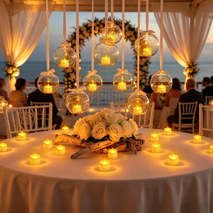 Dual-Flame Flickering Flameless LED Tealight Candles, Battery Operated Tea Lights with Realistic Warm Yellow Glow, 200+ Hour Long-Lasting Fake Candles for Home Wedding Votive Decor (Ivory, 24 Pack)