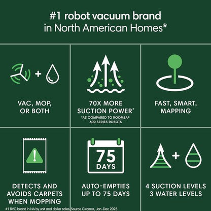 iRobot Roomba 104 2-in-1 Vacuum & Mop Robot - Self-Emptying, Powerful Suction, Pet Hair Friendly, Smart Navigation