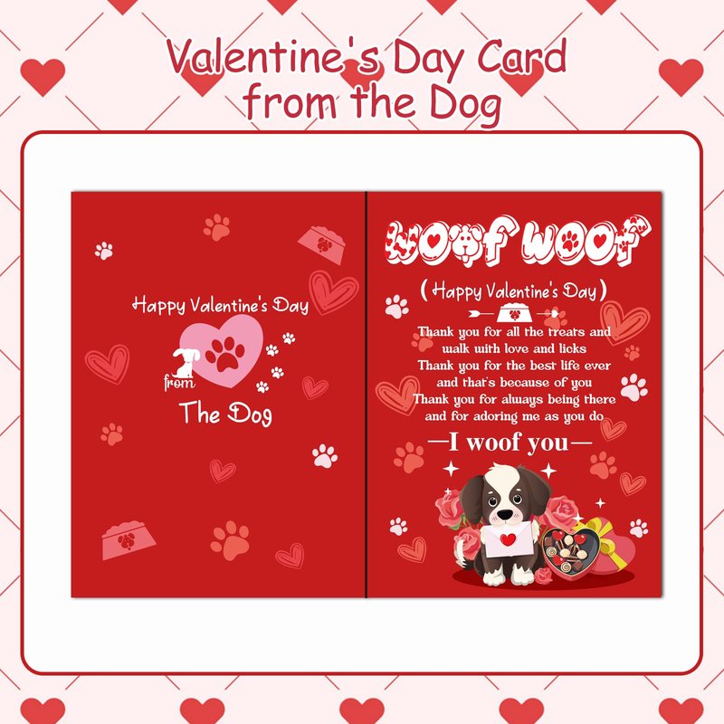 HOWAF Valentine's Day Card From The Dog, Valentines Gift Card with Keychain Engraved From The Dog Valentines Day Dog Cards with Keyring from Boy Friends Girl Friends Husband Wife for Dog Owner