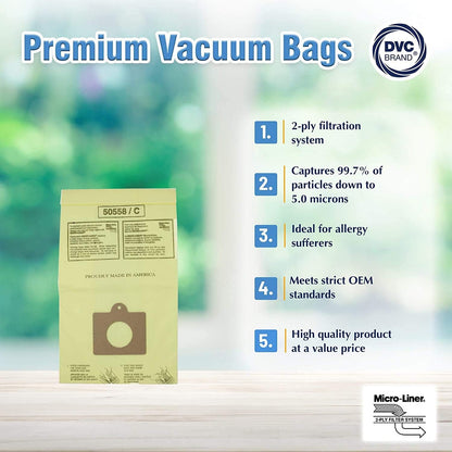 9 Vacuum Cleaner Bags for Panasonic C-5 C5 C Q, Sears Kenmore 5055 50557 50558