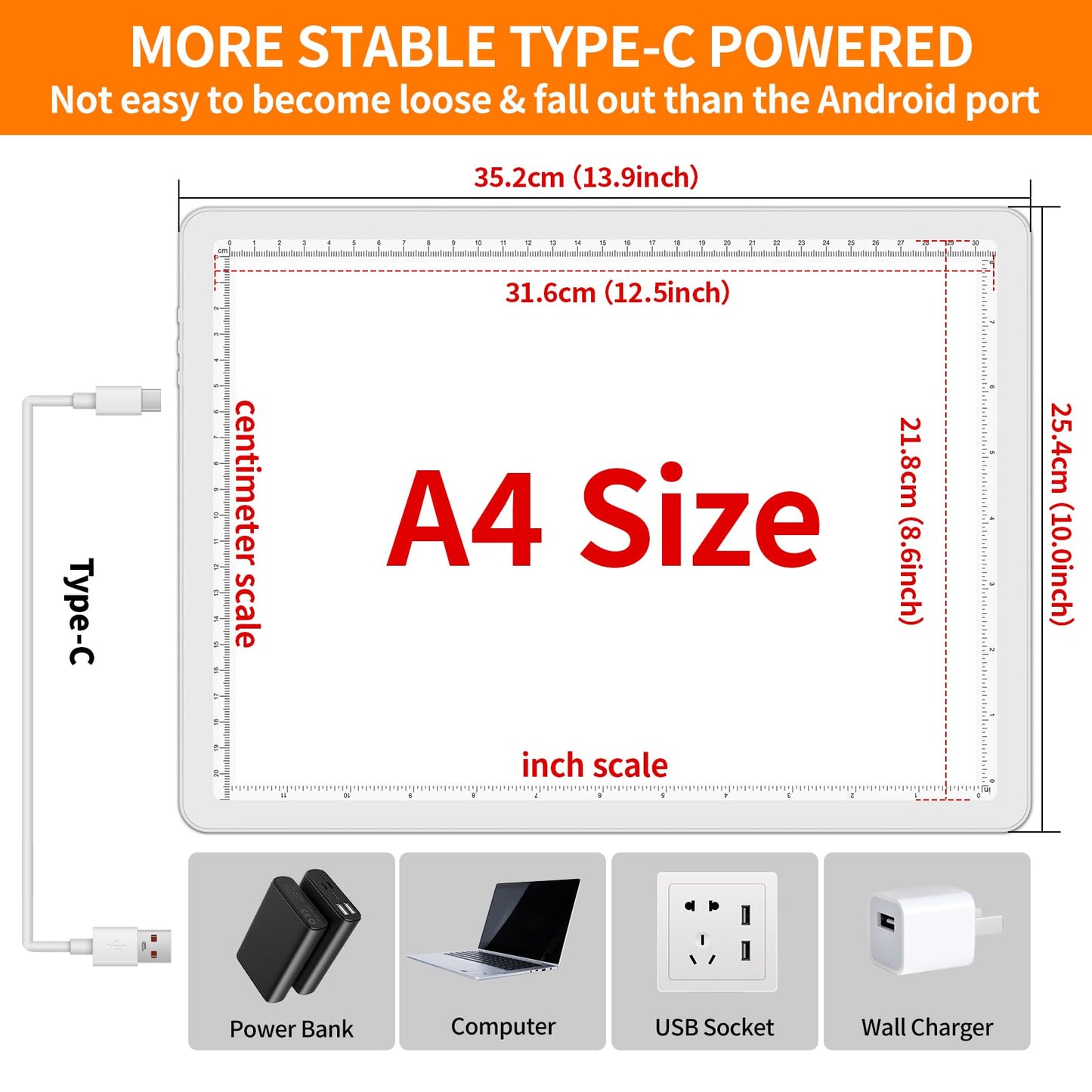 Elice Magnetic A4 Light Board with Bag for Diamond Painting, Tracing LED Light Box with Side Buttons, Super Bright Diamond Art Light Pad, Light Table for Drawing, Sketching, Weeding Vinyl - White