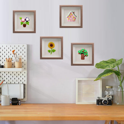 4 PCS 6x6 Shadow Box Picture Frame, Small Display Frame with Glass Cover, Wall Mounted & Tabletop, for Mini Flower, Stamp, Photos, Memorabilia, Crafts, Badges, Shells
