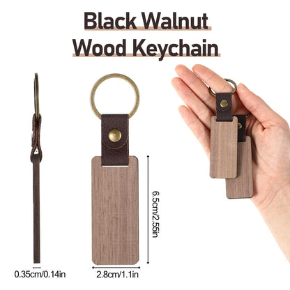 cobee 25 Pcs Leather Wood Keychain Blanks, Unfinished Wooden Keychain Blank with PU Leather Strap Laser Engraving DIY Craft Keychain Tag Gift for Him Her Employee Coworker Birthday Party New Year