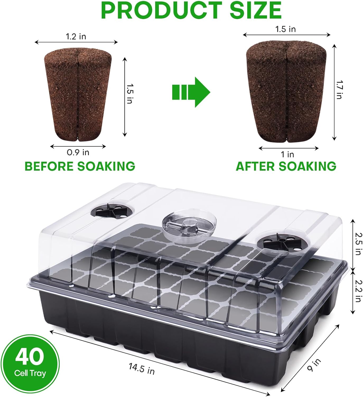 LAPOND 40 Pcs Grow Sponges with Tray, Starter Plugs for Cuttings, Great for Soil, Tray or Planting Pods Plant Rooter