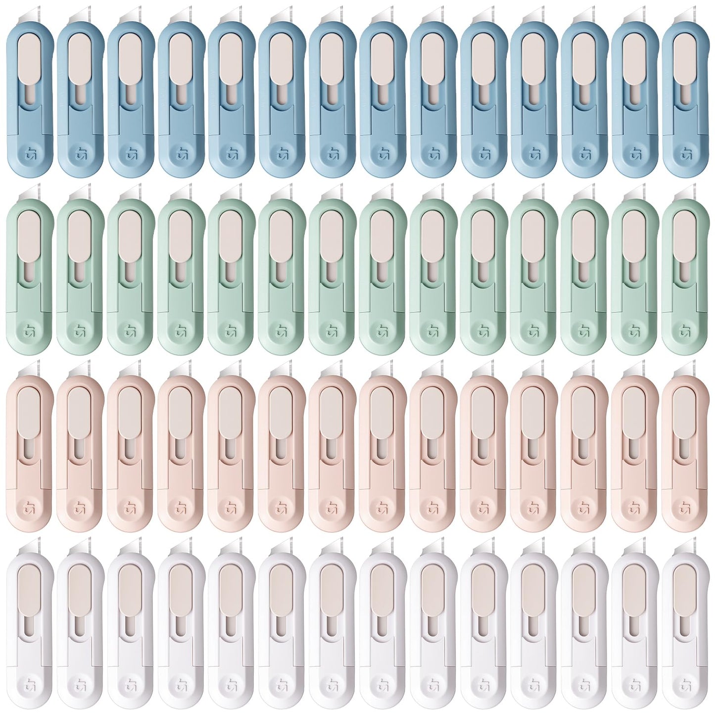 Ckhoid 60 Pcs Mini Box Cutter Bulk, Retractable Box Opener, Easy Slide Cute Utility Knife for Opening Daily Express Boxes, Wrapping, Envelopes, Packages, Paper Tape, DIY Craft, Office Home (Mixed)