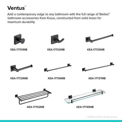 KRAUS Ventus Bathroom Toilet Paper Holder, Matte Black Finish, KEA-17729MB