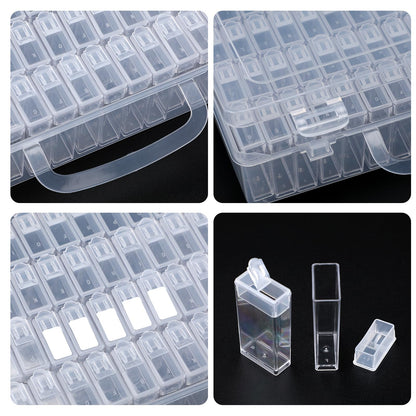 Gallipower 2 Pack Diamond Art Storage Containers Case With Lids,128 Grids Acrylic Bead Seed Storage Box Organizer With Label Stickers,Art Diamond Dot Storage Case,Embroidery DIY Art Craft Trays