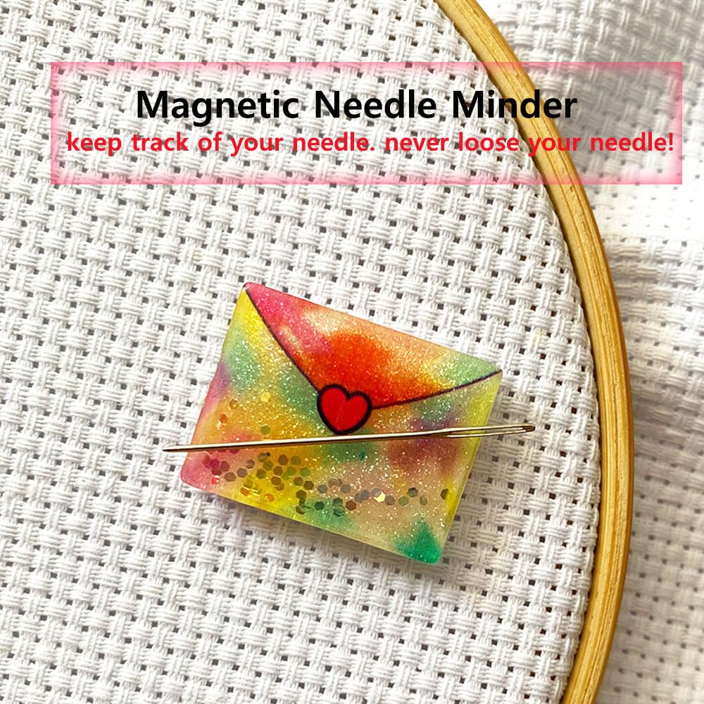 Magnetic Sewing Needle Box Flower Yarn Butterfly Pattern and Adorable Envelope Needle Minder for Cross Stitch Embroidery Needlecraft
