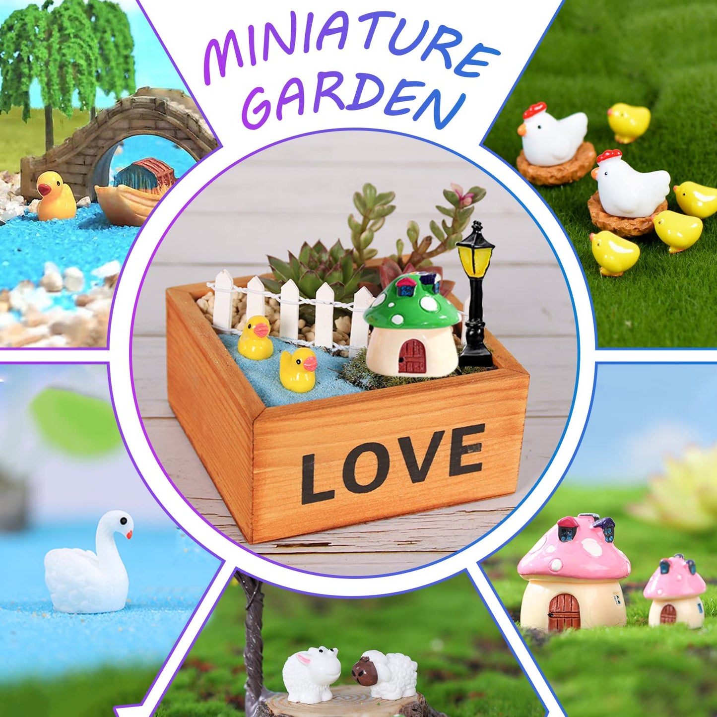 CHAKANLX 123 Pcs Fairy Garden Accessories Outdoor, Miniature Figurines, Decorations, Kit for Terrarium Supplies DIY Craft Decor
