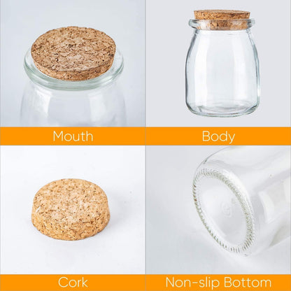 Brajttt 40 Pack, 7 oz Glass Mini Yogurt Jars Favor Jars With Cork Lids, Pudding Containers, Mason Wedding Favors Honey