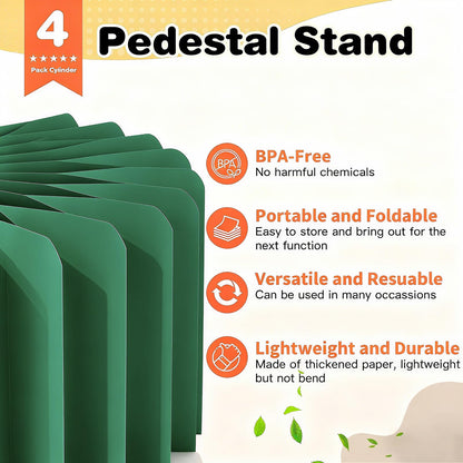Wdpqyy 4 Pack Foldable Buffet Risers, Cardboard Cylinder Stands Food Display Risers with Acrylic Plates, Cake Cupcake Stands for Buffet Table, Dessert Table, Party Wedding Birthday Decor (Green)