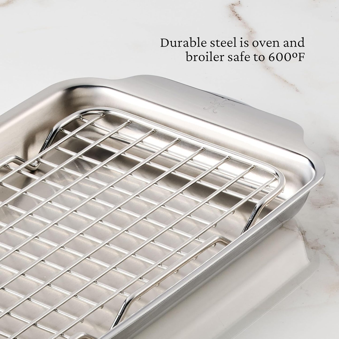 Hestan OvenBond Provisions - Tri-Ply Stainless Steel 2-Piece Mini-Eighth Sheet Pan & Rack Set (6 x 9")