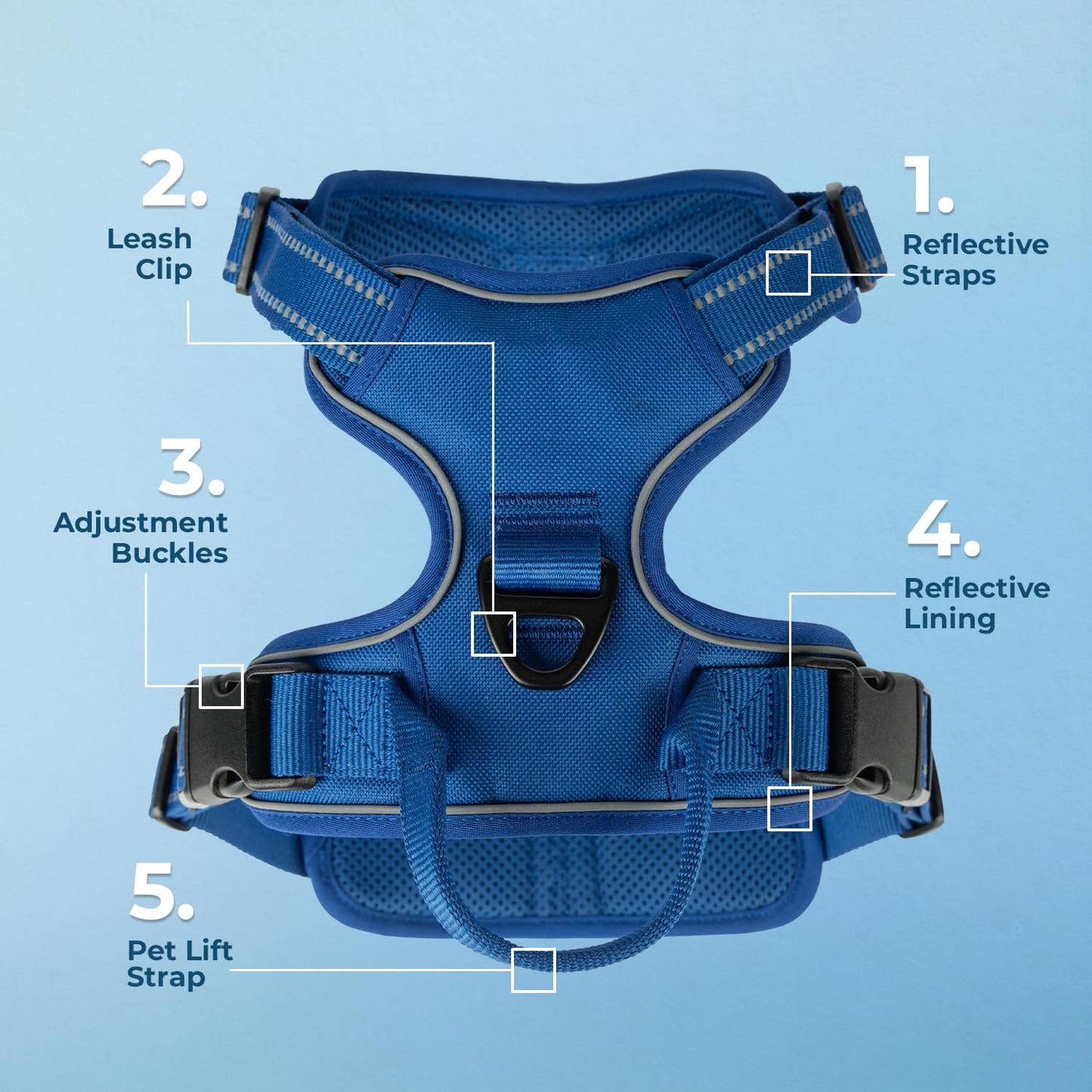 Voyager No Pull Dog Harness for Small Dogs, Dual Leash Attachments, Adjustable Soft but Strong Pet Harness with 3M Reflective Technology, Royal Blue Lattice Nylon, S (Chest: 16-20")