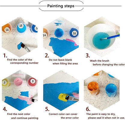 WUDWL 3 Pack Paint by Numbers for Adults and Kids,Landscape Painting Wall Decor Painting by Number Kits On Canvas, Number Artist Paint by Number Kit Funny Without Frame DIY, Home Wall Decor, 12x16in